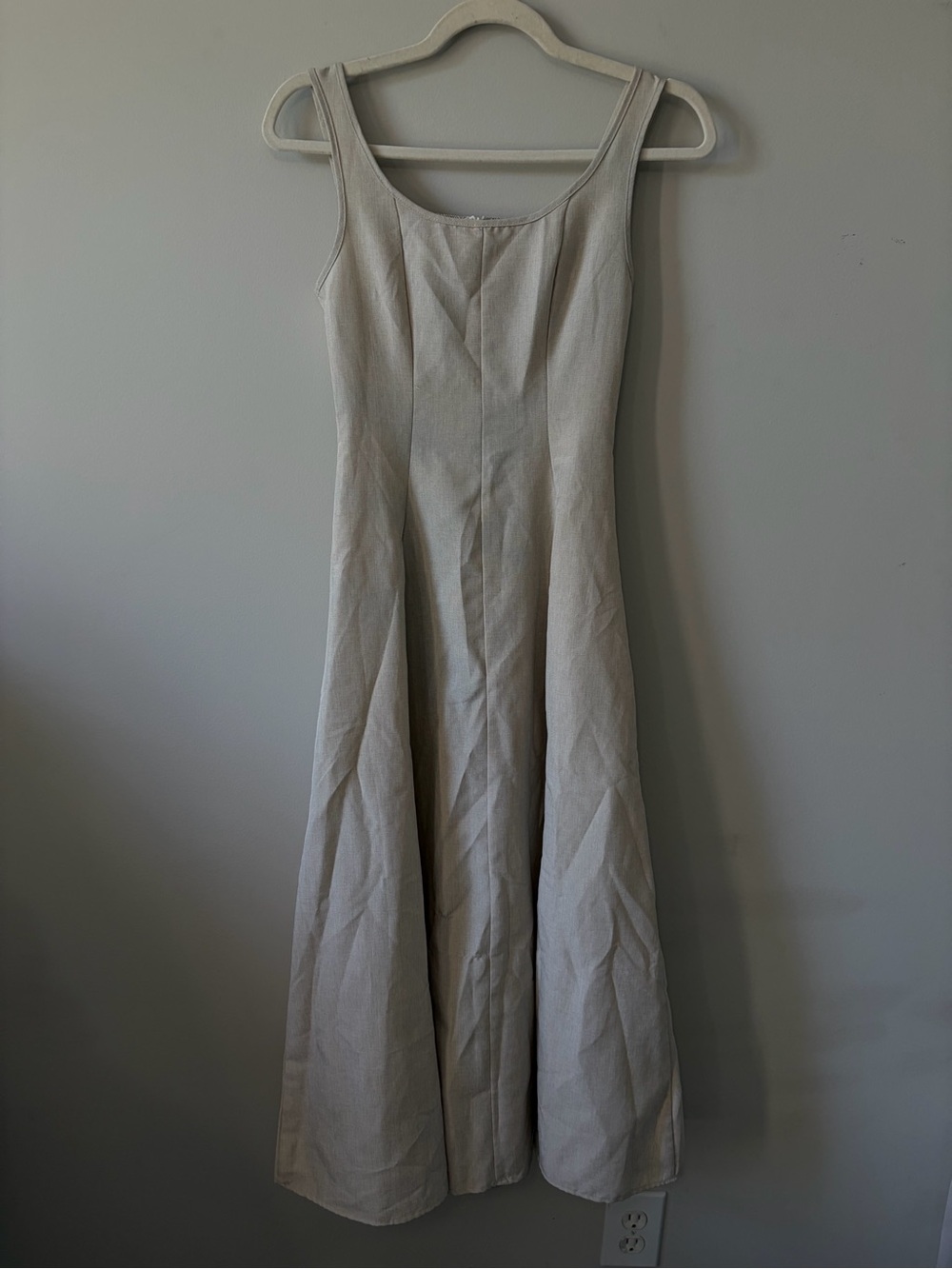 Source Unknown Soft Cream Fitted Midi Dress